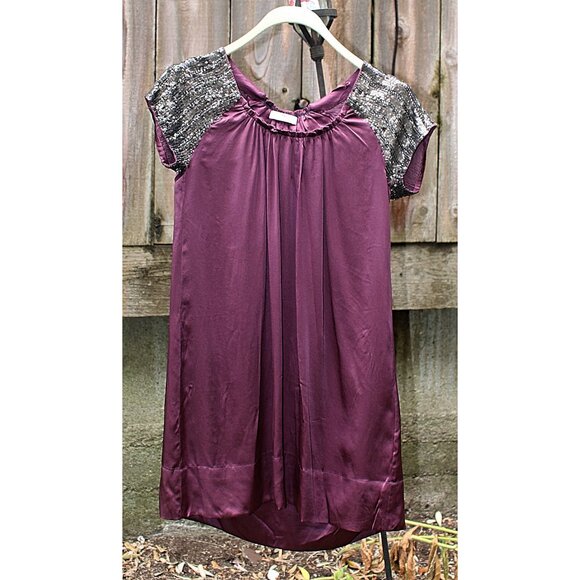 Day Birger et Mkkelsen - Silk Charmeuse Babydoll Dress with Sequin Sleeves, S M - Picture 1 of 11
